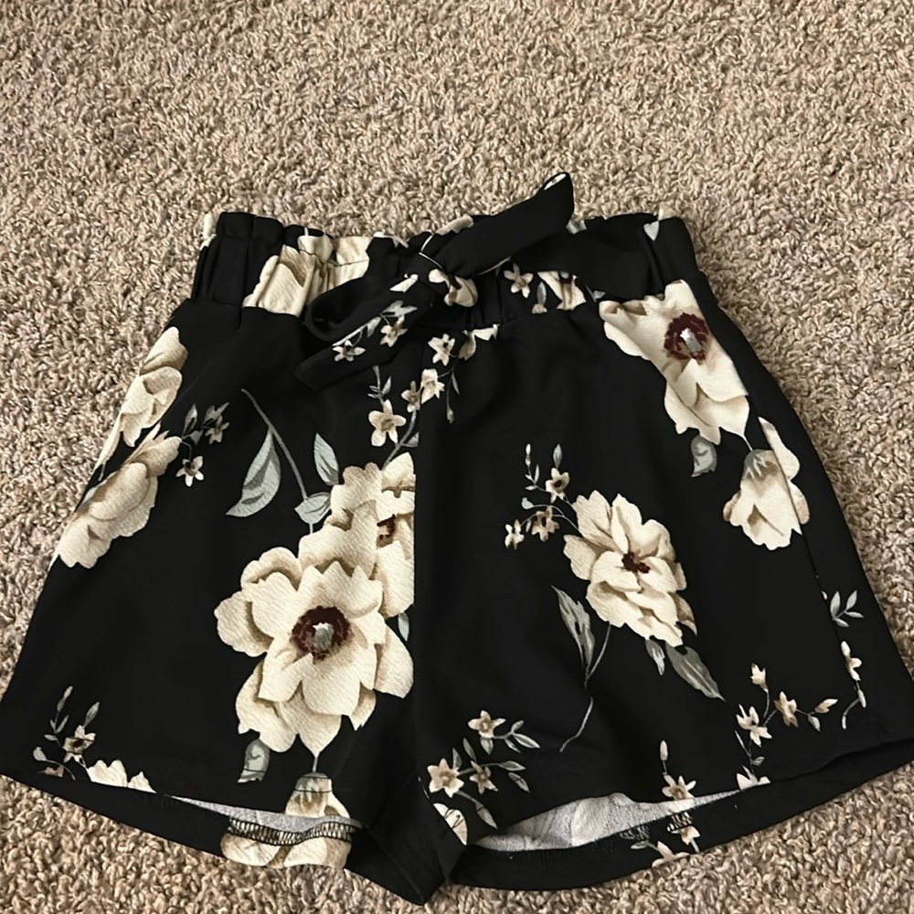 SHEIN, floral black shorts, size XS